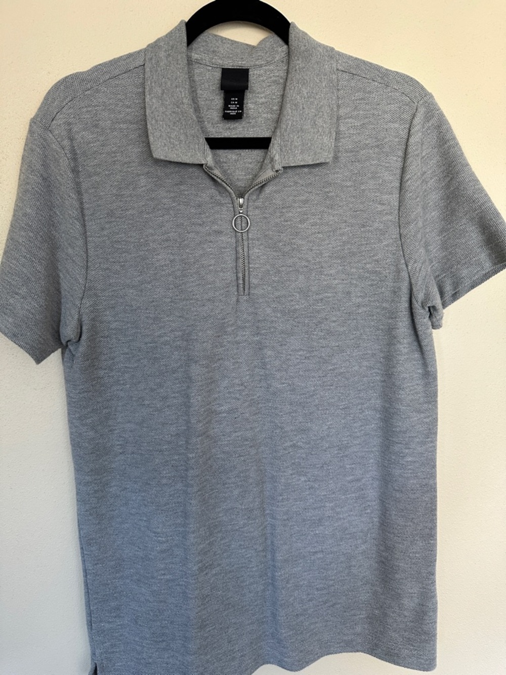 H&M Light Grey Short-Sleeve Zip Polo